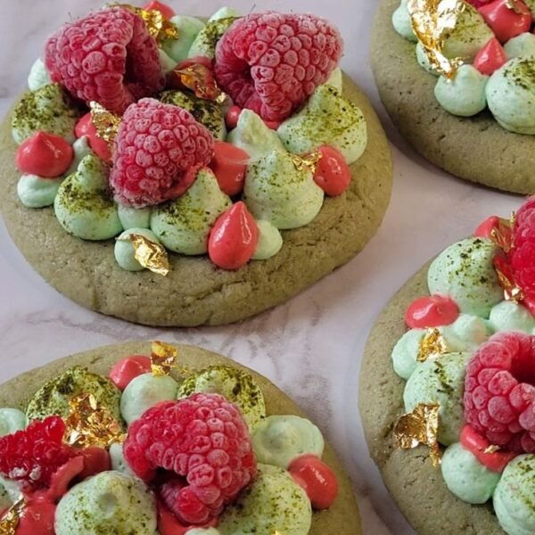 Cookies Matcha, Framboise & Or